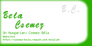 bela csemez business card